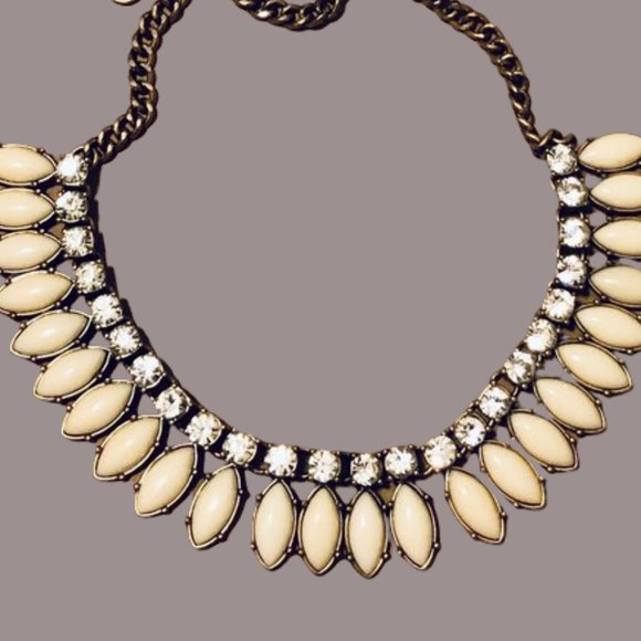 J. Crew Ivory Color Satement Necklace w/Rhinestones - 18" + 2.5" - Picture 8 of 8